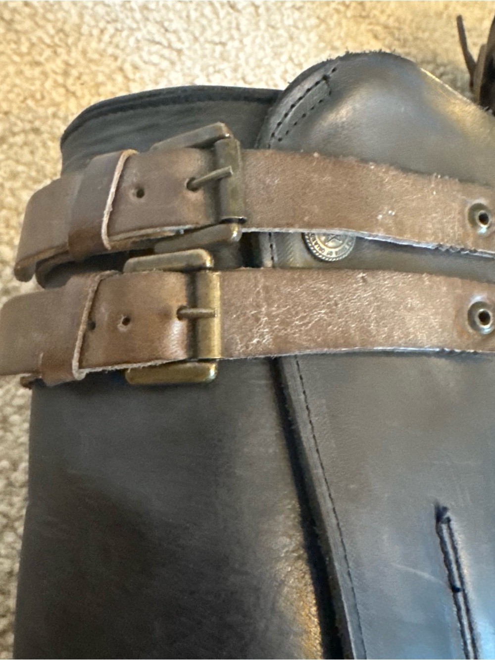 FREEBIRD BY STEVEN Clive Black Brown Strappy Buckle Tall Knee High Boho Boots 7 - Picture 5 of 11